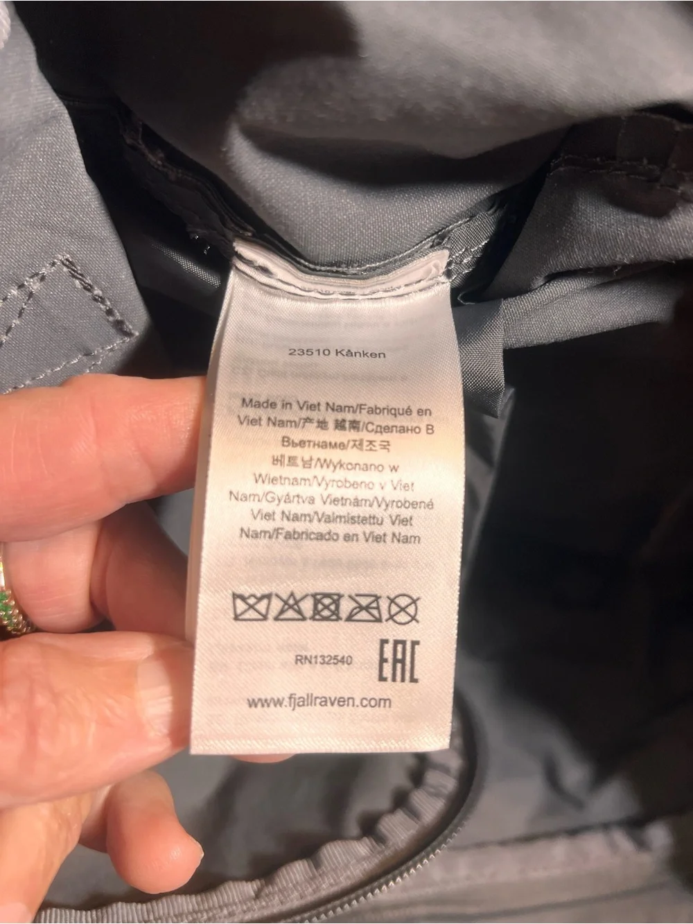 Fjallraven Kanken Backpack in Charcoal with Red Logo
